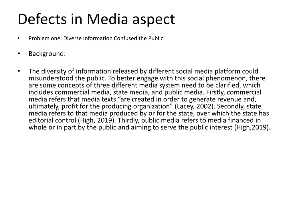 defects in media aspect