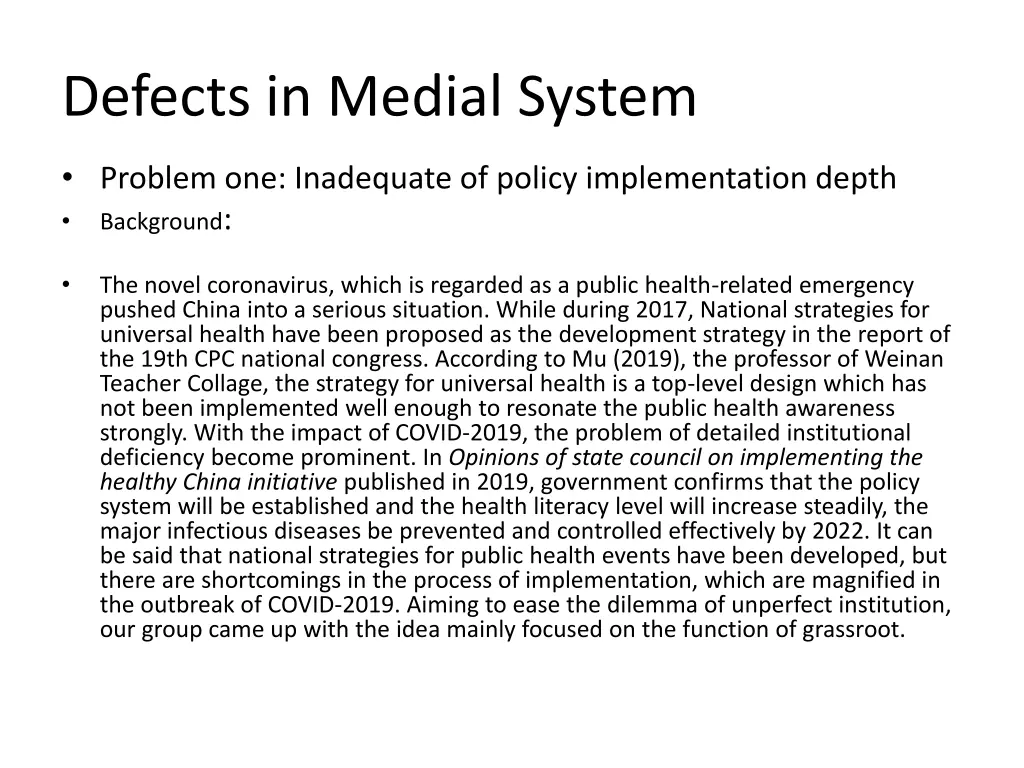 defects in medial system