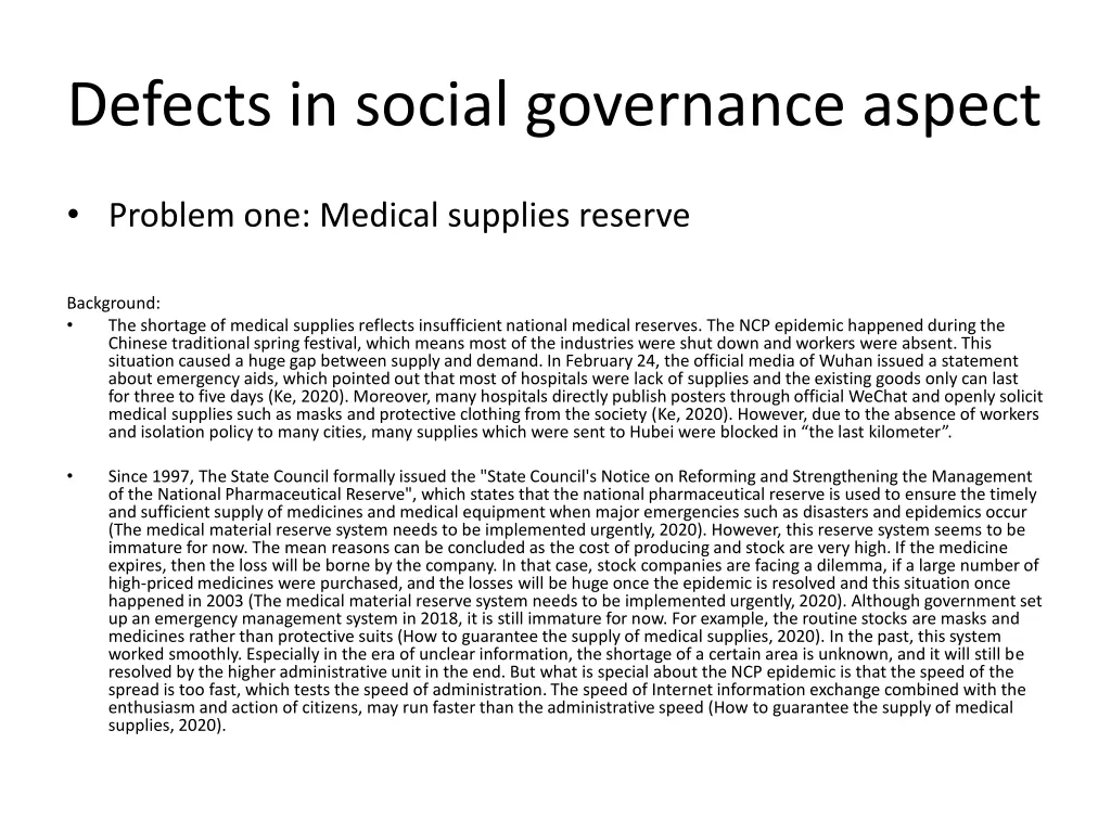 defects in social governance aspect