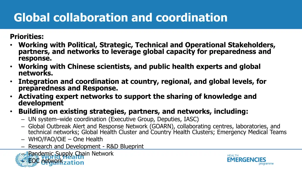 global collaboration and coordination