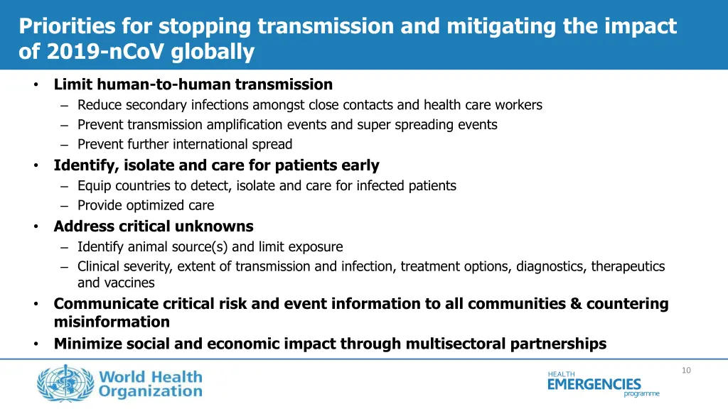 priorities for stopping transmission