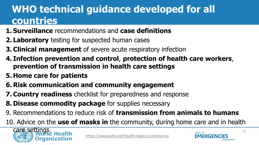 who technical guidance developed