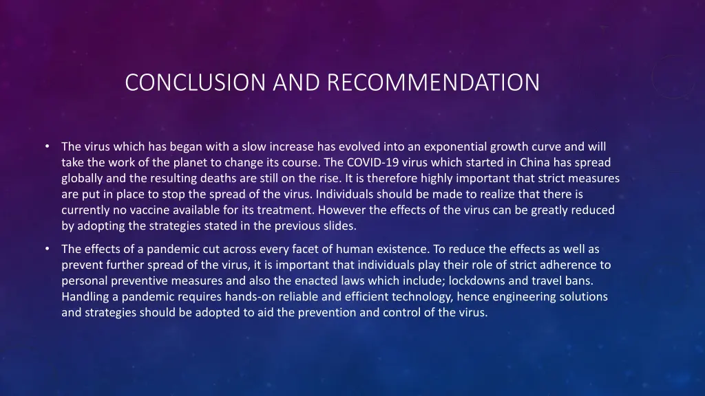 conclusion and recommendation