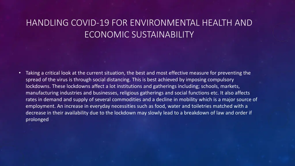 handling covid 19 for environmental health