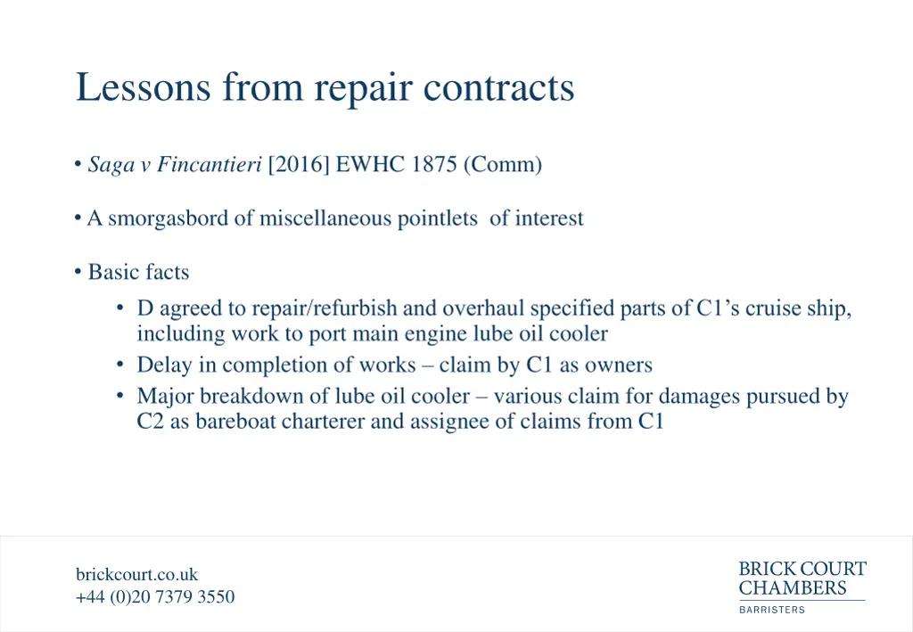 lessons from repair contracts