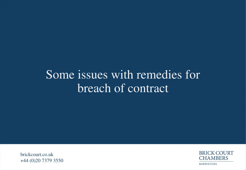 some issues with remedies for breach of contract