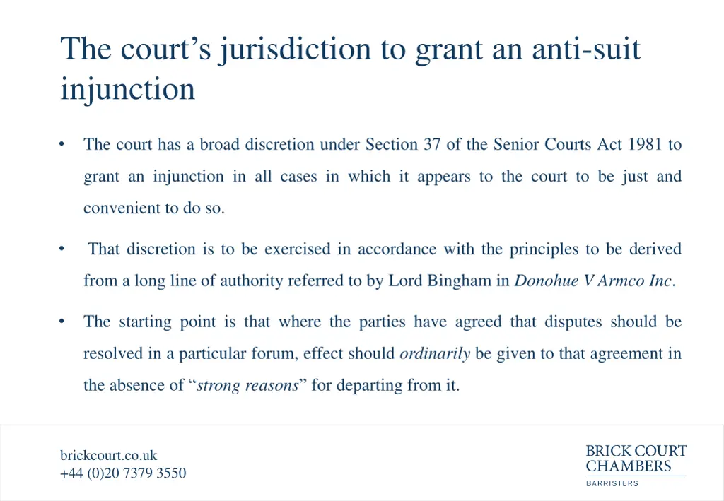 the court s jurisdiction to grant an anti suit