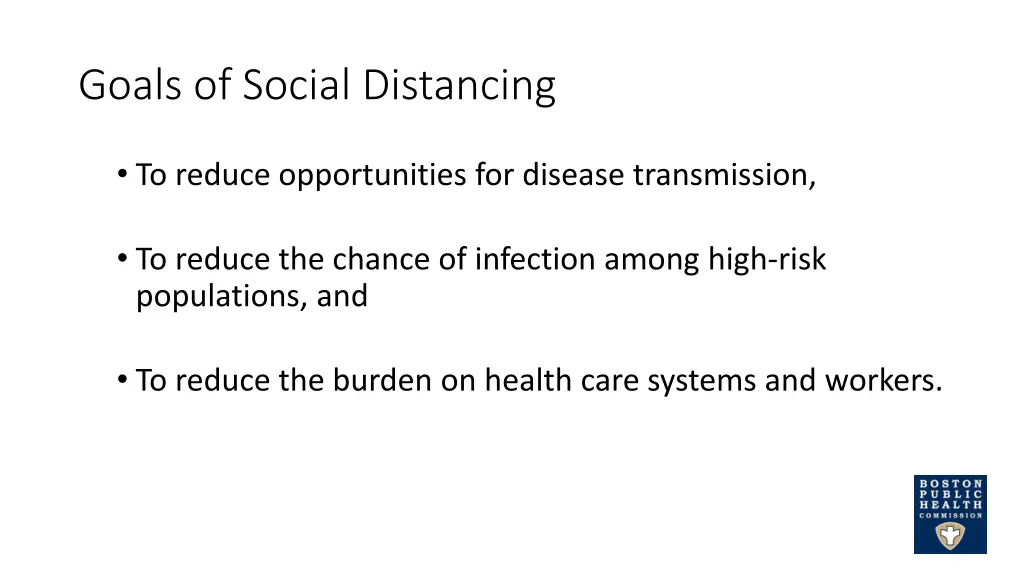 goals of social distancing