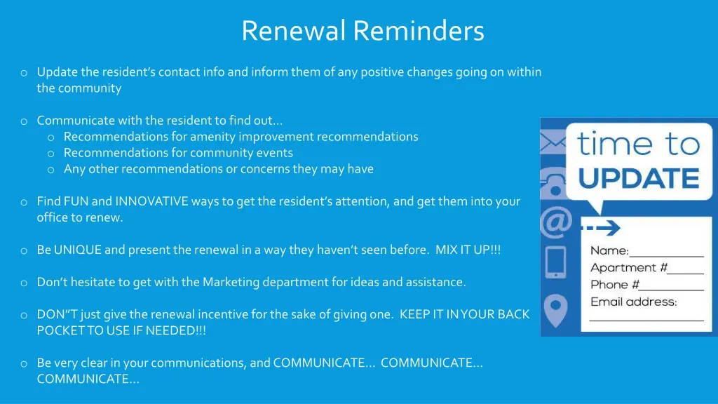 renewal reminders