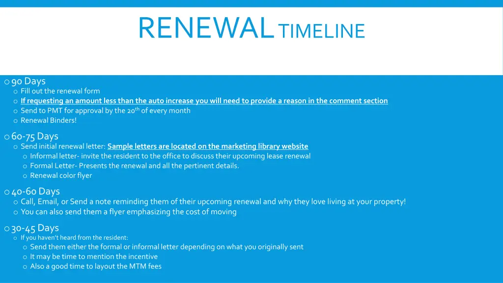 renewal timeline