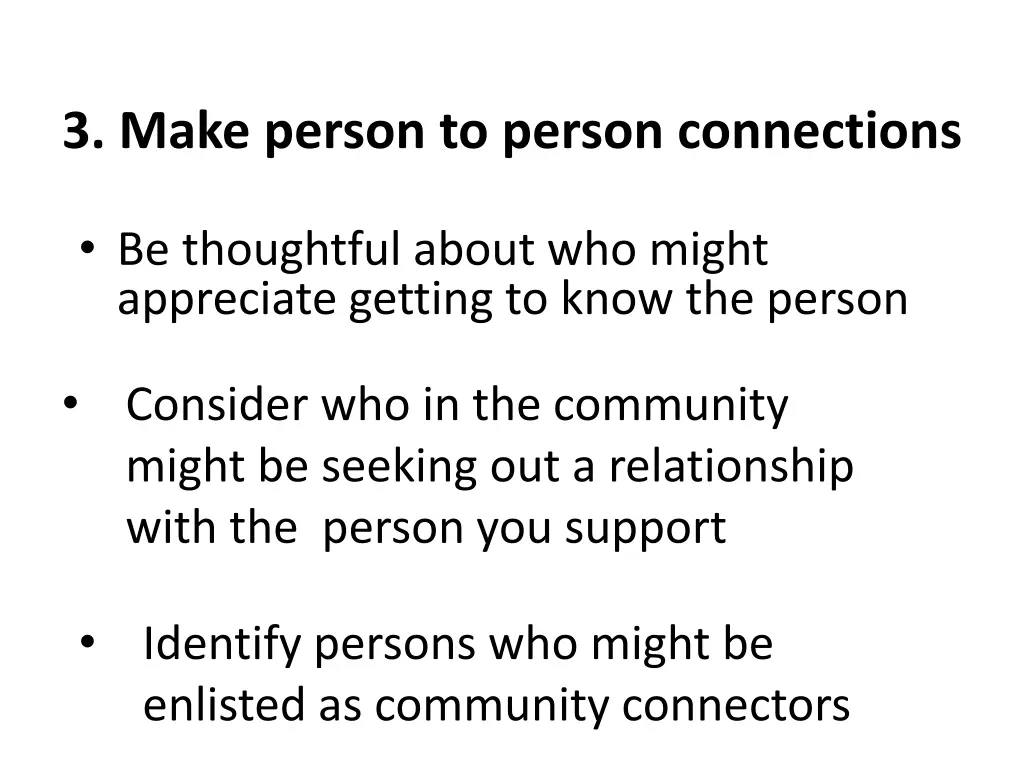 3 make person to person connections