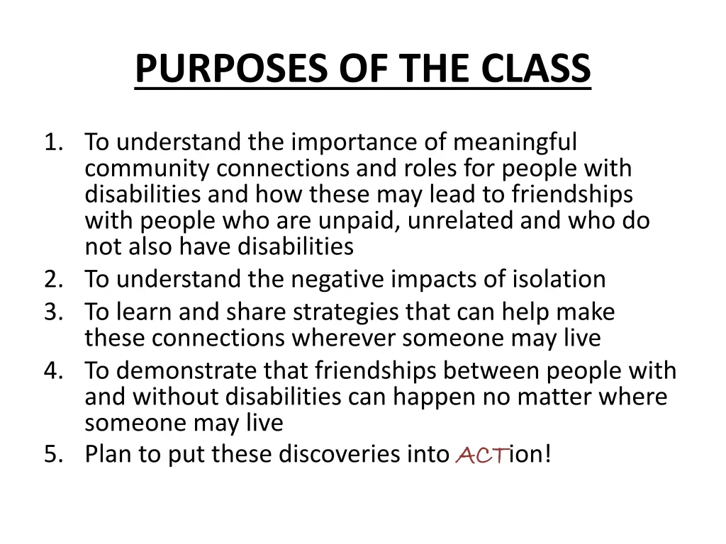 purposes of the class