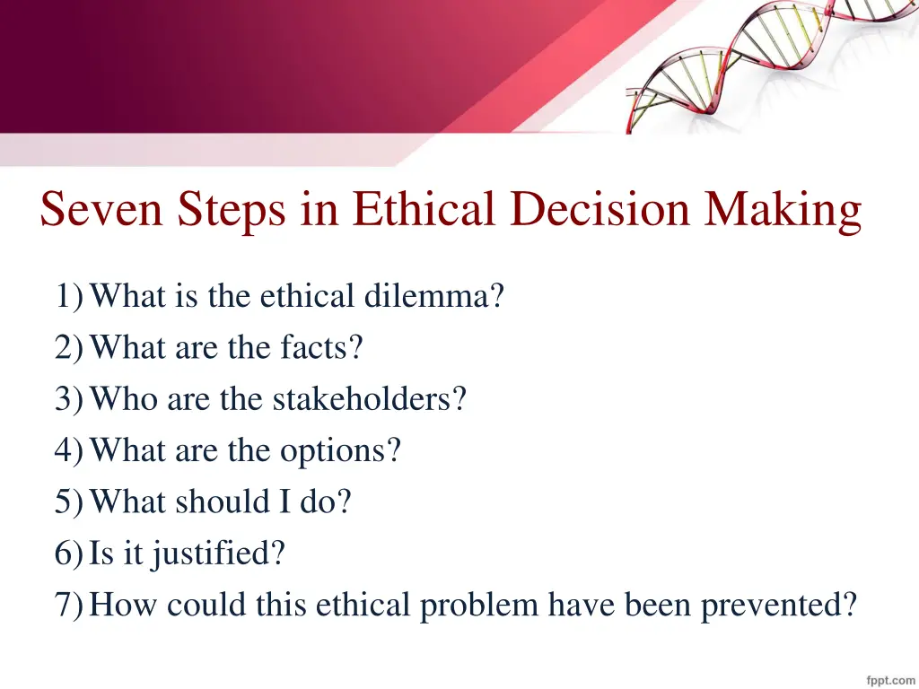 seven steps in ethical decision making