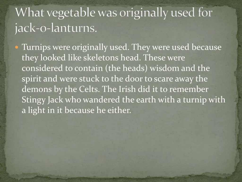 what vegetable was originally used for jack