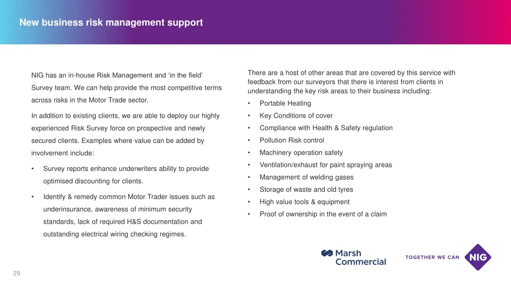 new business risk management support