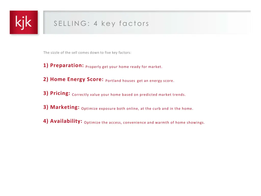 selling 4 key factors