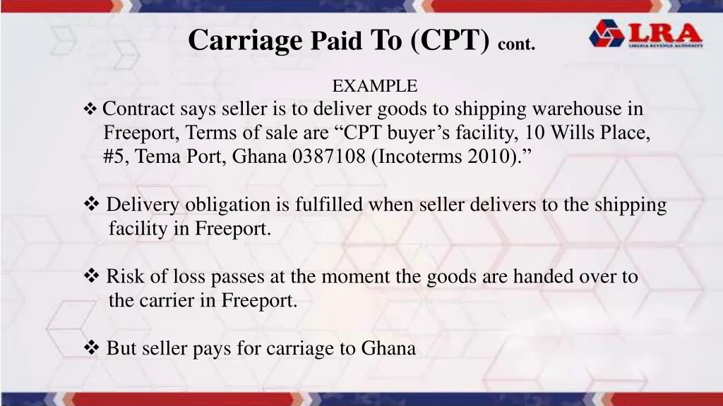 carriage paid to cpt cont 1