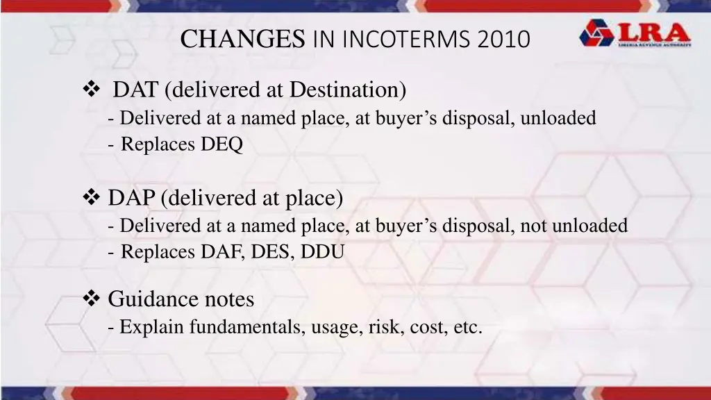 changes in incoterms 2010