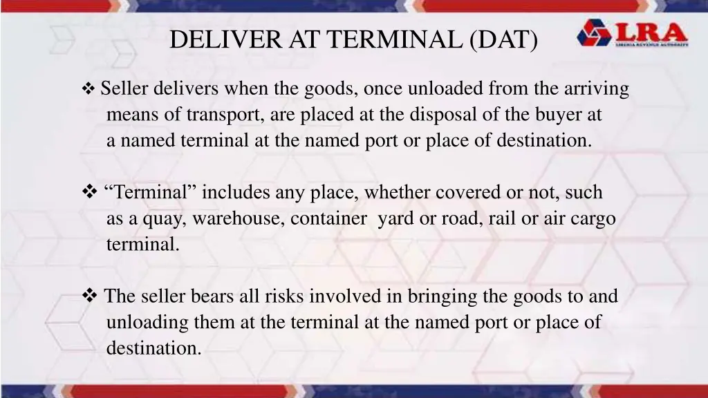 deliver at terminal dat