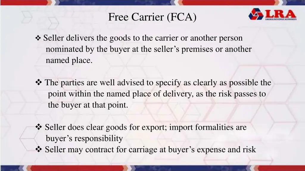 free carrier fca