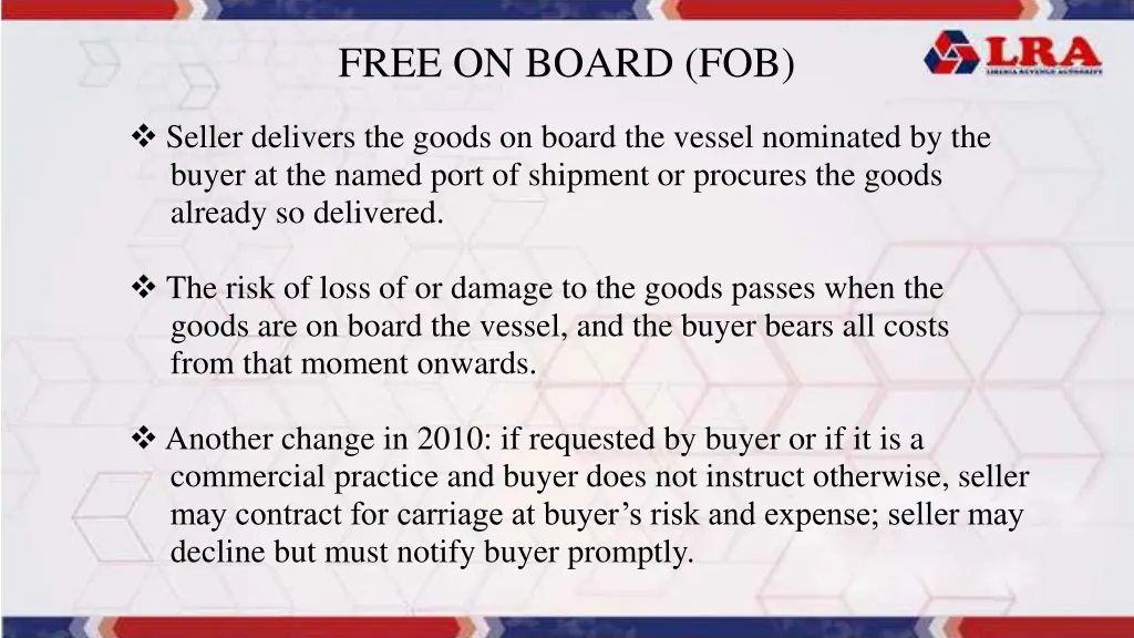 free on board fob