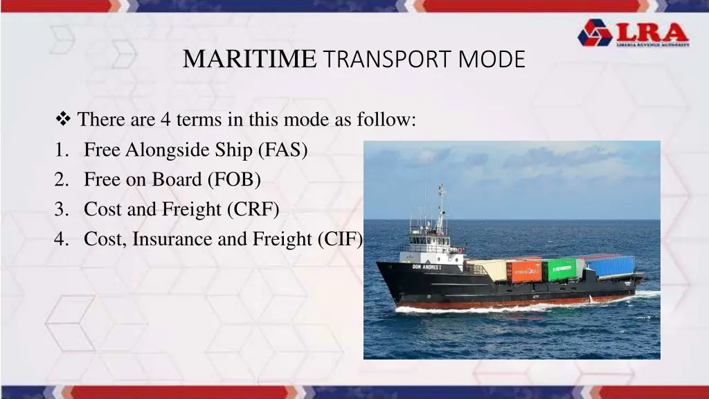 maritime transport mode