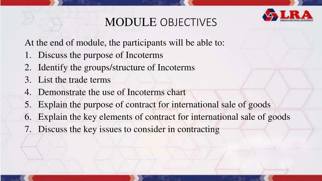 module objectives