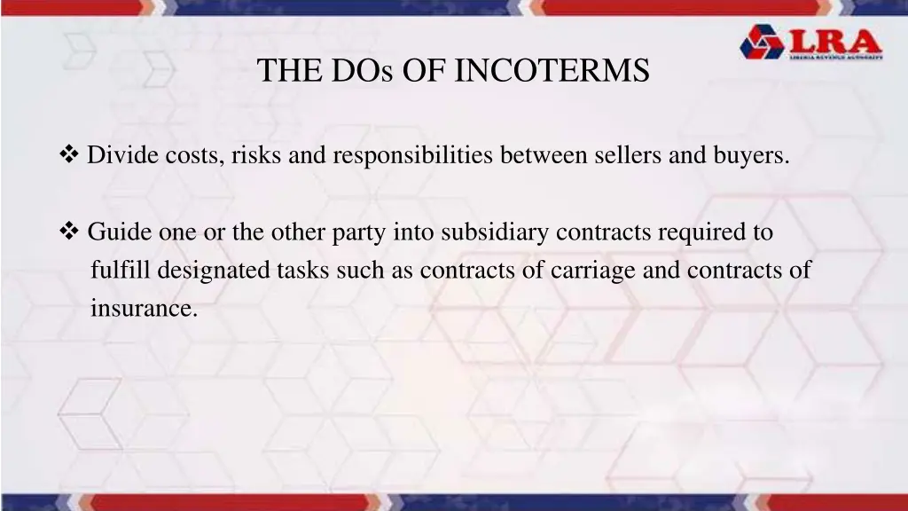 the dos of incoterms