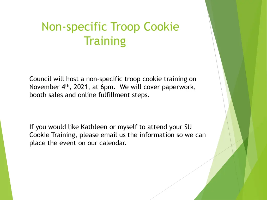 non specific troop cookie training