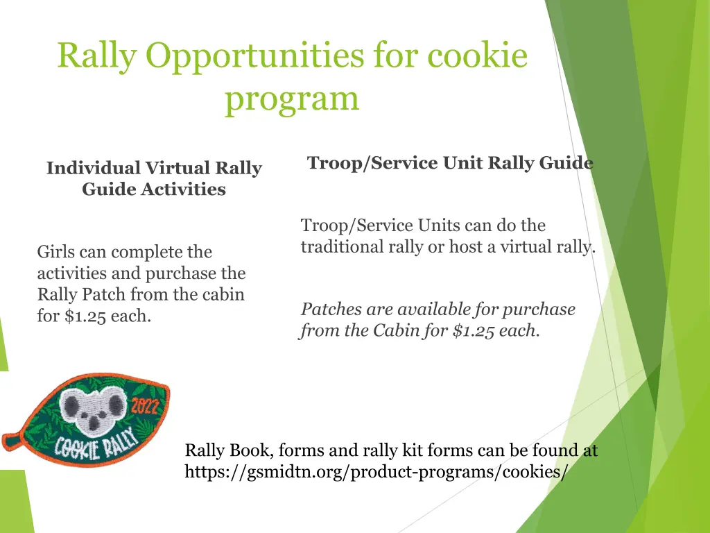 rally opportunities for cookie program