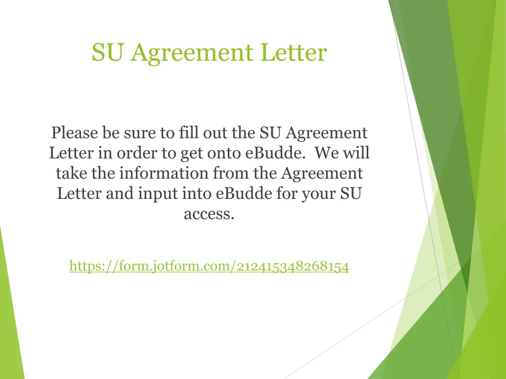 su agreement letter