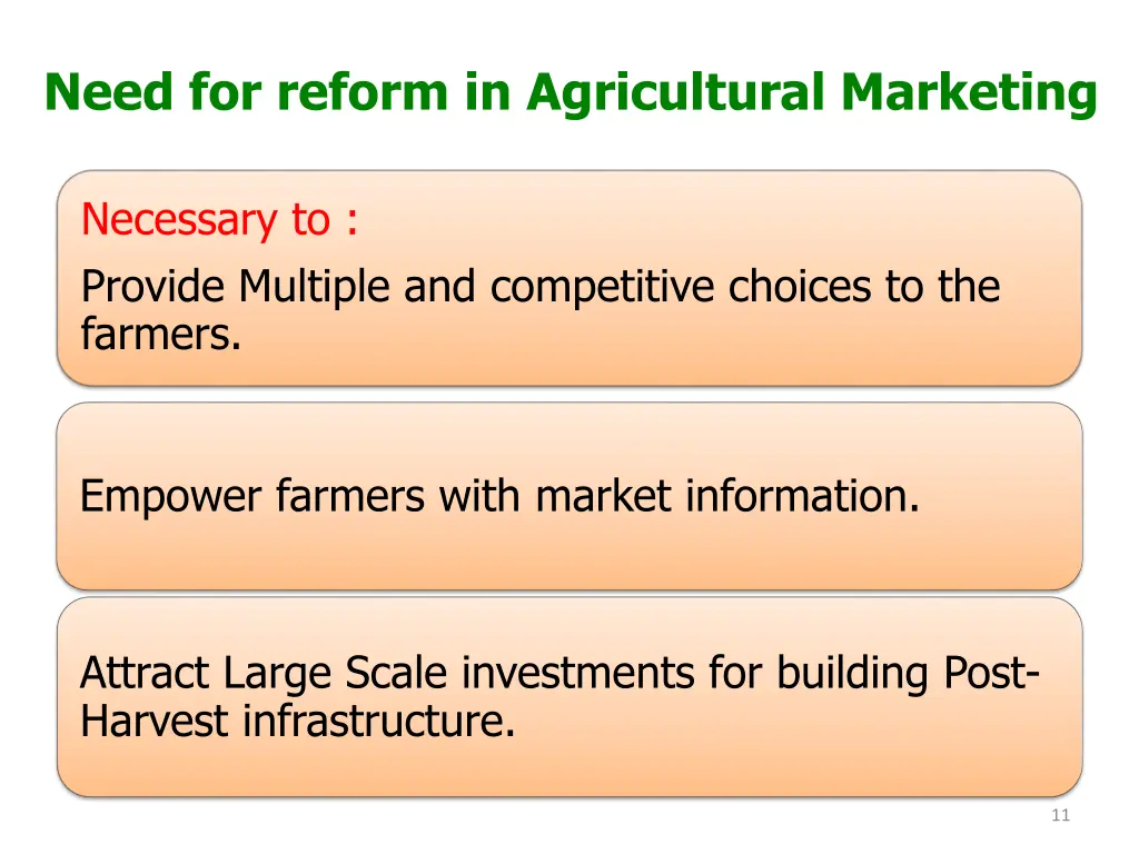 need for reform in agricultural marketing