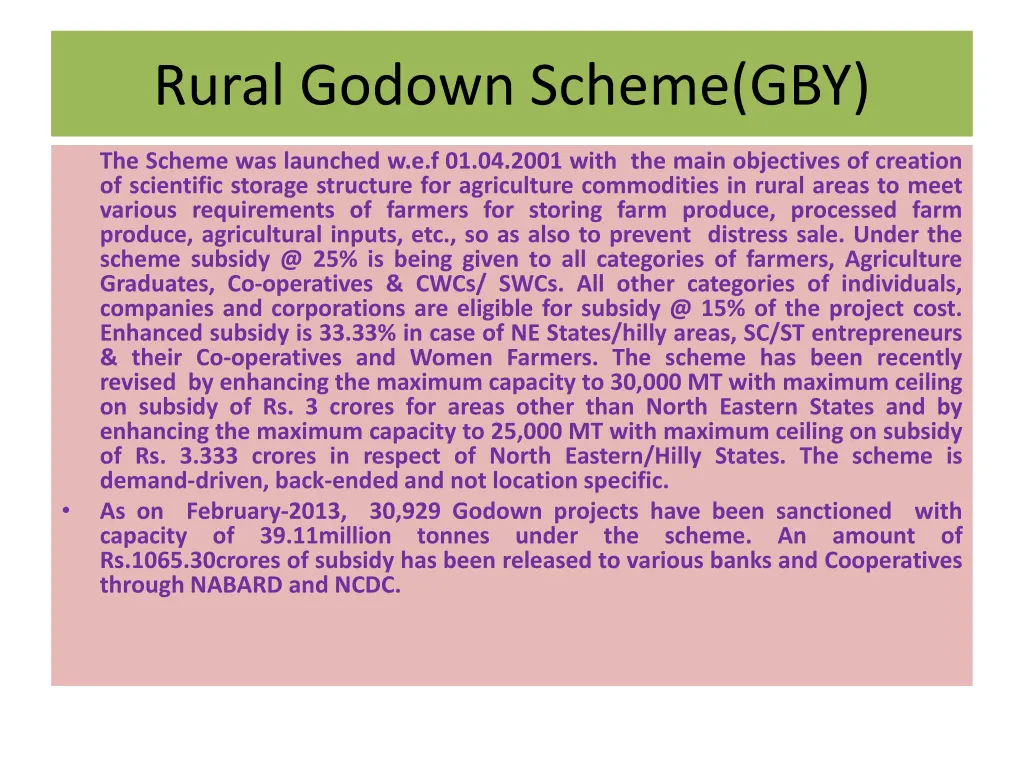 rural godown scheme gby