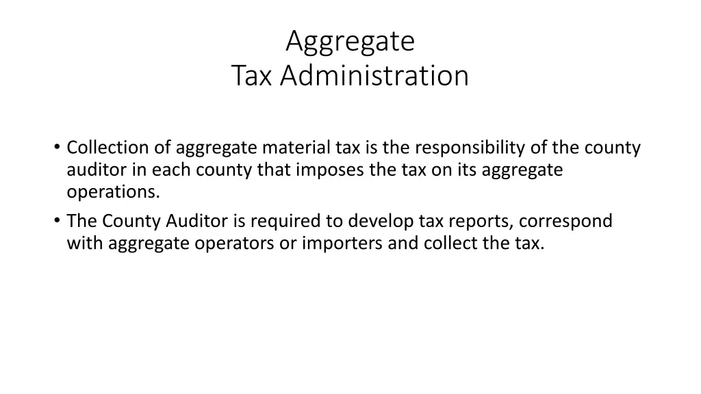 aggregate tax administration