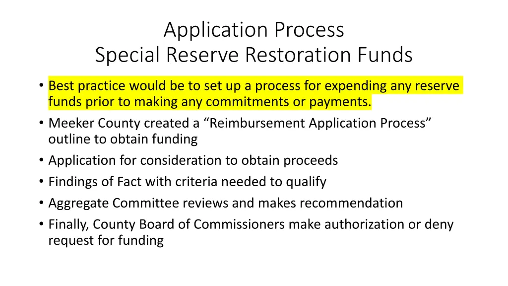 application process special reserve restoration