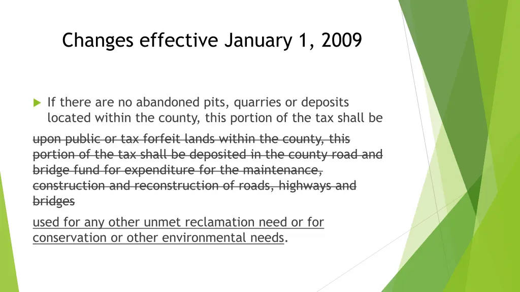 changes effective january 1 2009