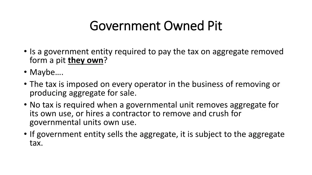 government owned pit government owned pit