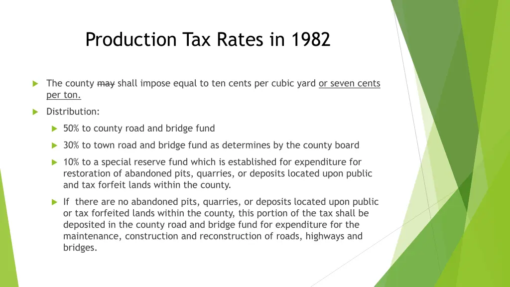 production tax rates in 1982