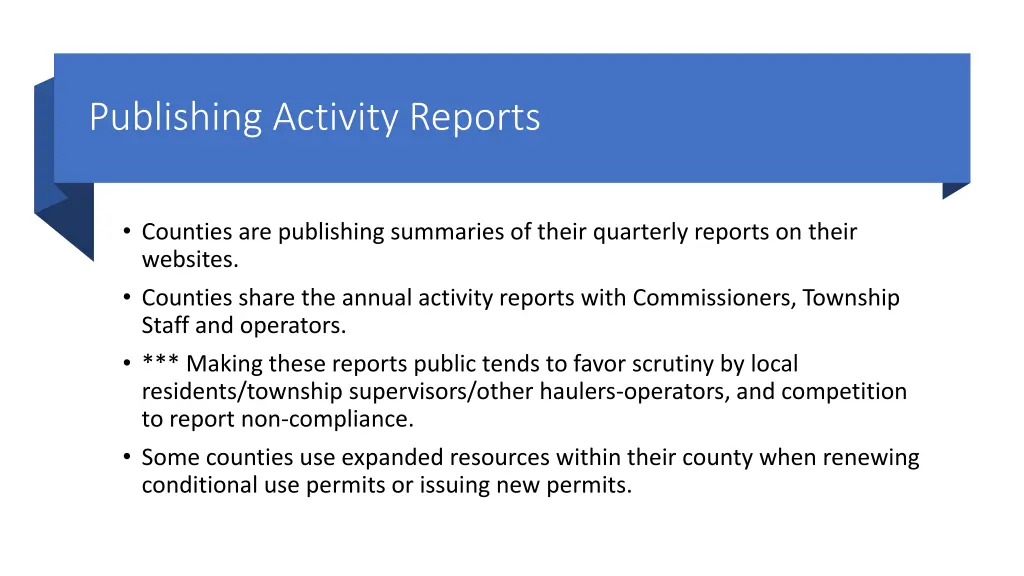 publishing activity reports