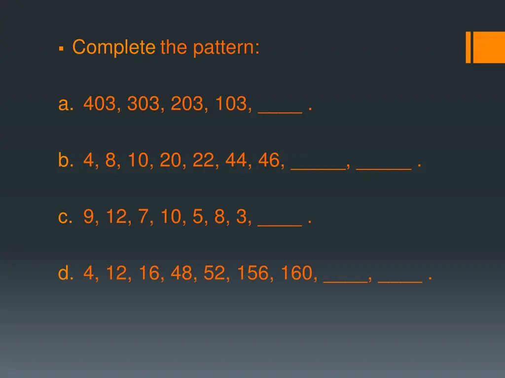 complete the pattern