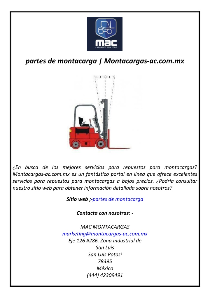 partes de montacarga montacargas ac com mx