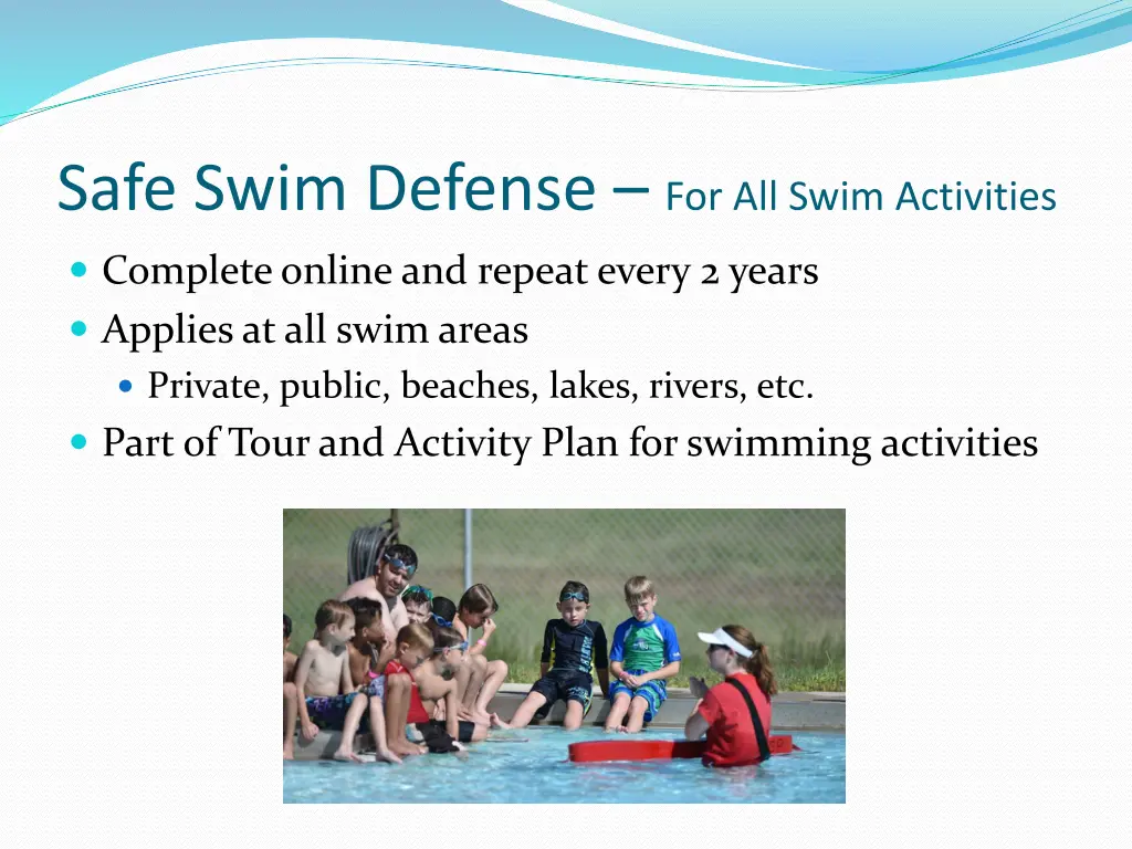 safe swim defense for all swim activities