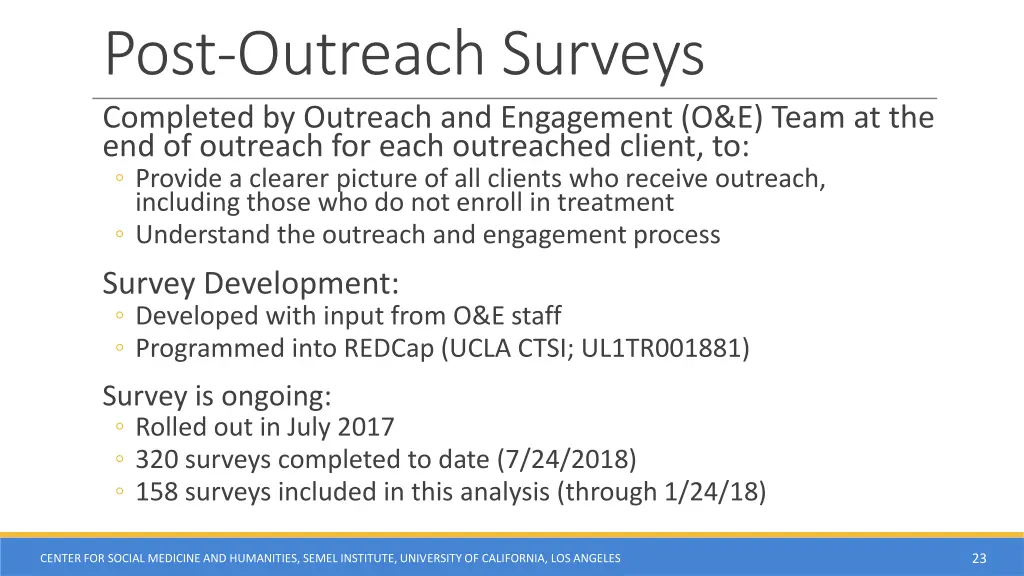 post outreach surveys completed by outreach