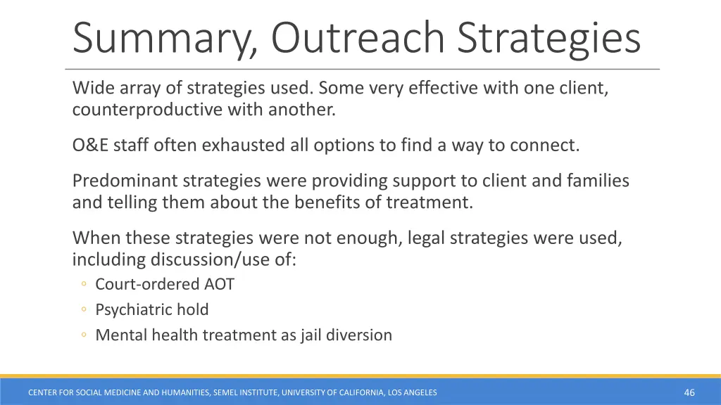 summary outreach strategies