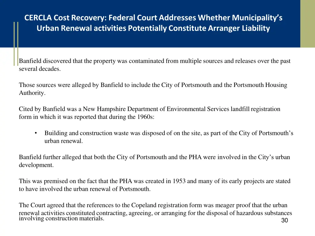 cercla cost recovery federal court addresses 1