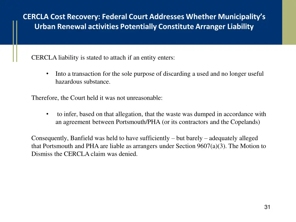 cercla cost recovery federal court addresses 2