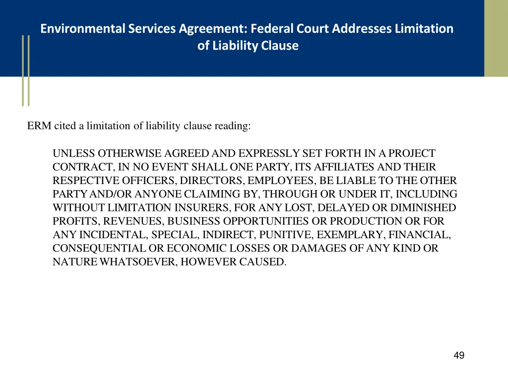 environmental services agreement federal court 1