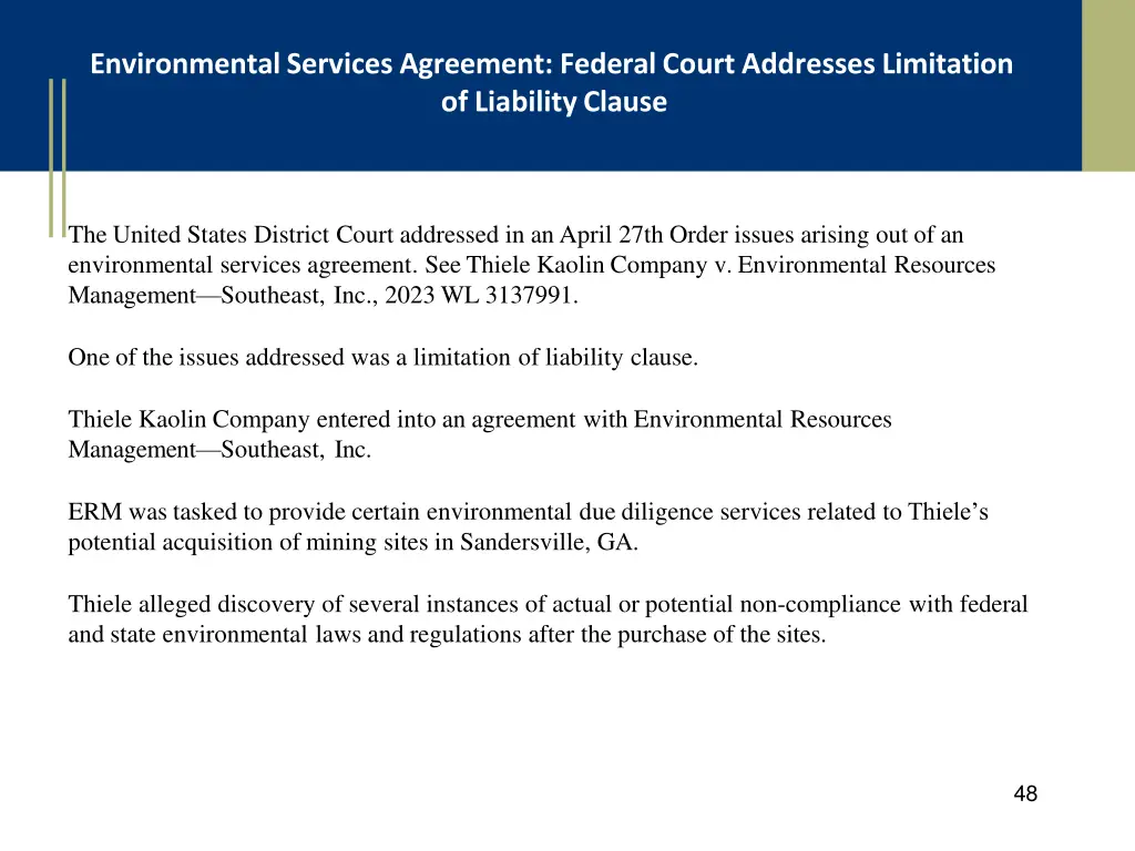 environmental services agreement federal court