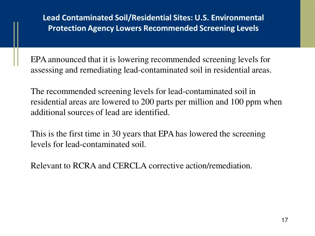 lead contaminated soil residential sites