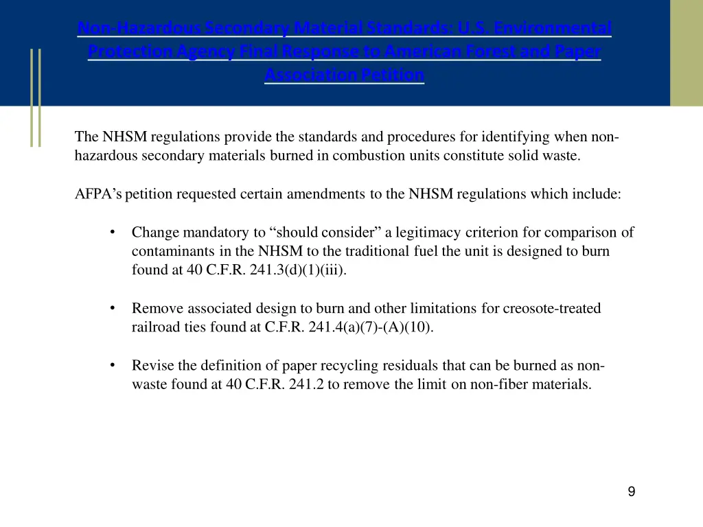 non hazardous secondary material standards 1